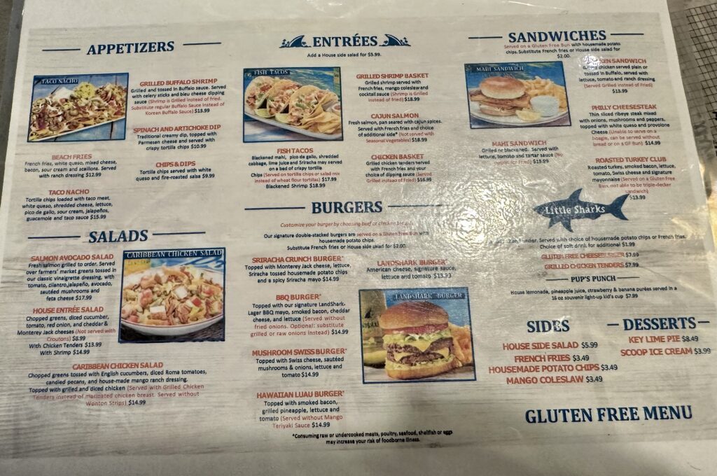 Gatlinburg Landshark Gluten Free Menu 